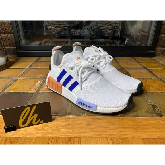 Youth 6.5 Adidas NMD R1 J “White Blue Pink” Athletic Running Sneakers ID9789 - Picture 4 of 7
